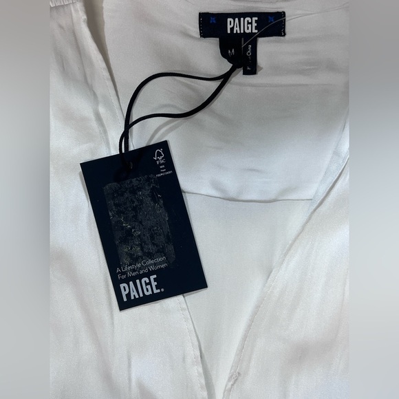 PAIGE -WHITNEY White rayon long sleeve body‎ suit size M. - Picture 10 of 15